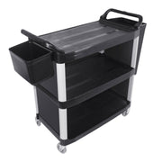 SOGA 3 Tier Covered Food Trolley Food Waste Cart Storage Mechanic Kitchen with Bins - Hospitality Connect