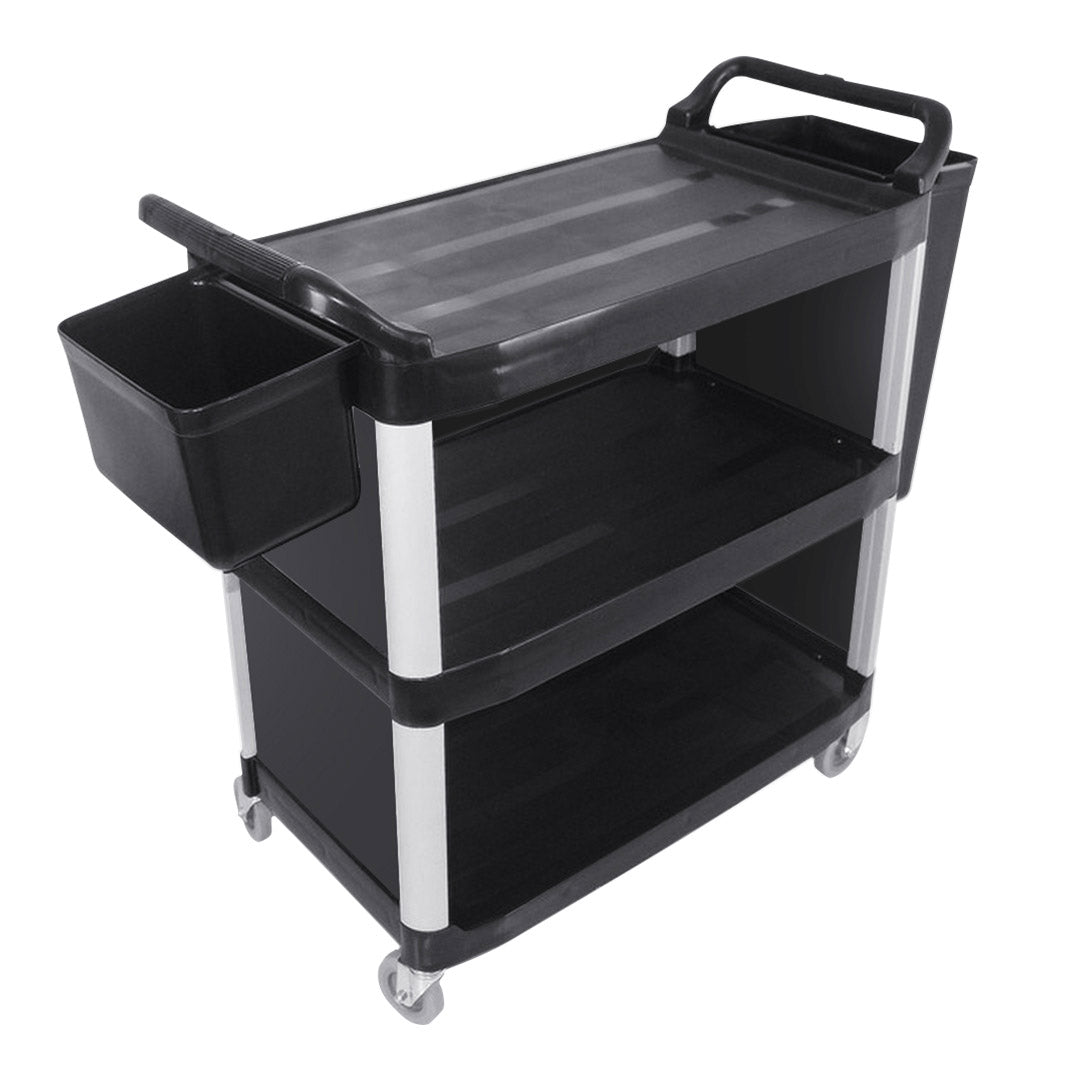 SOGA 3 Tier Covered Food Trolley Food Waste Cart Storage Mechanic Kitchen with Bins - Hospitality Connect