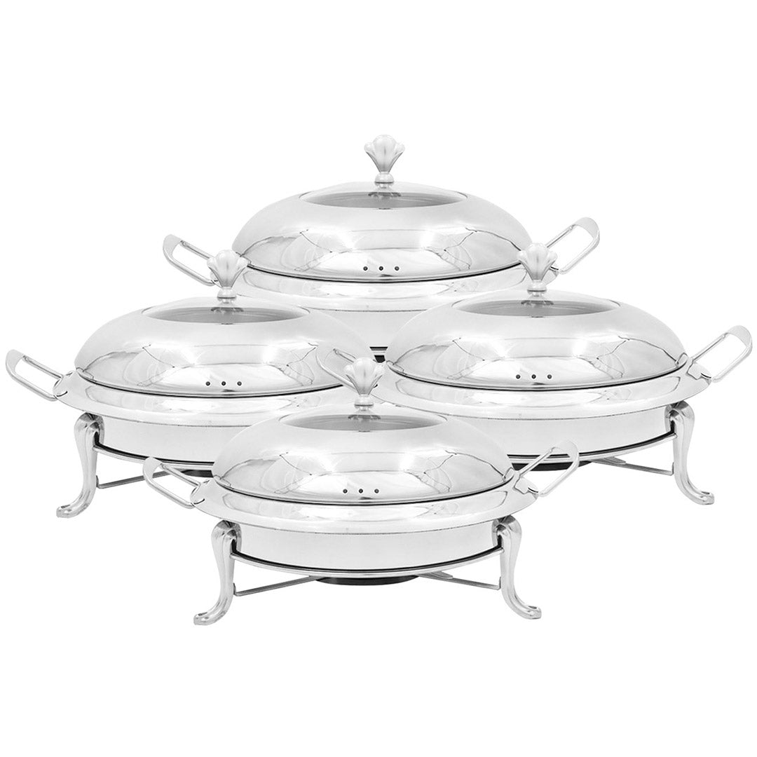 SOGA 4X Stainless Steel Round Buffet Chafing Dish Cater Food Warmer Chafer with Glass Top Lid - Hospitality Connect