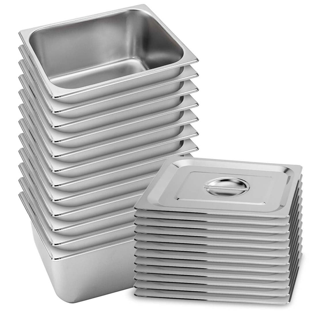 SOGA 12X Gastronorm GN Pan Full Size 1/2 GN Pan 20cm Deep Stainless Steel Tray With Lid - Hospitality Connect