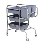 SOGA 3 Tier Food Trolley Food Waste Cart Five Buckets Kitchen Food Utility 80x43x89cm Round - Hospitality Connect