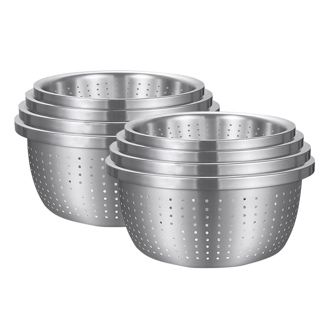 SOGA 2X Stainless Steel Nesting Basin Colander Perforated Kitchen Sink Washing Bowl Metal Basket Strainer Set of 4 - Hospitality Connect