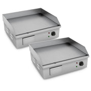SOGA 2X Electric Stainless Steel Ribbed Griddle Commercial Grill BBQ Hot Plate - Hospitality Connect