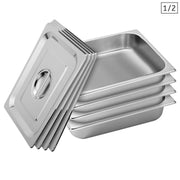 SOGA 4X Gastronorm GN Pan Full Size 1/2 GN Pan 6.5cm Deep Stainless Steel Tray With Lid - Hospitality Connect