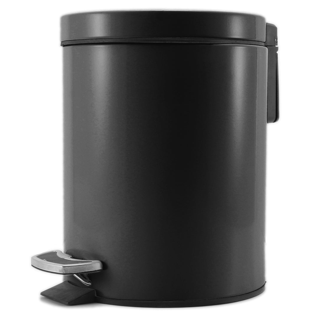 SOGA Foot Pedal Stainless Steel Rubbish Recycling Garbage Waste Trash Bin Round 12L Black - Hospitality Connect