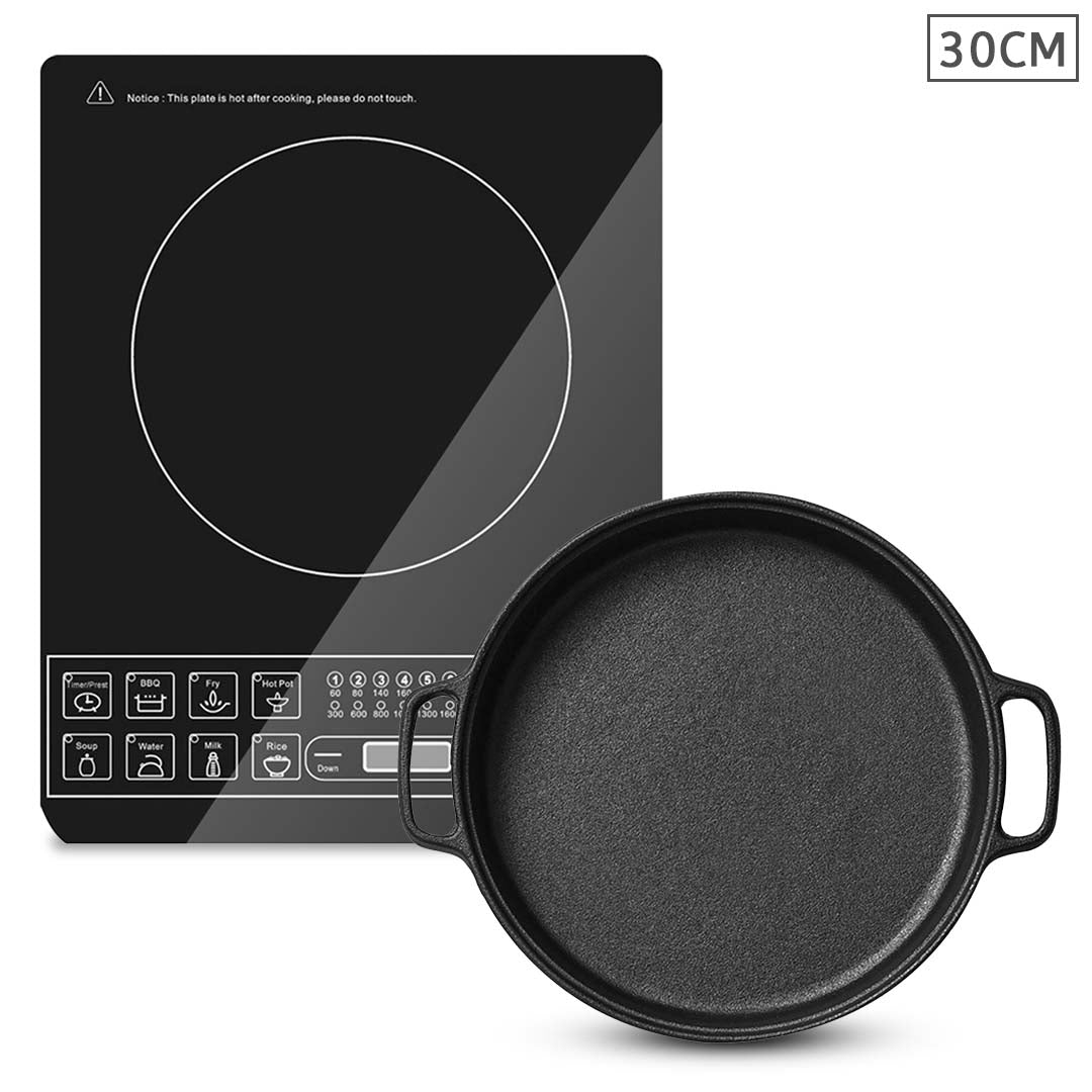 SOGA Electric Smart Induction Cooktop and 30cm Cast Iron Frying Pan Skillet Sizzle Platter - Hospitality Connect