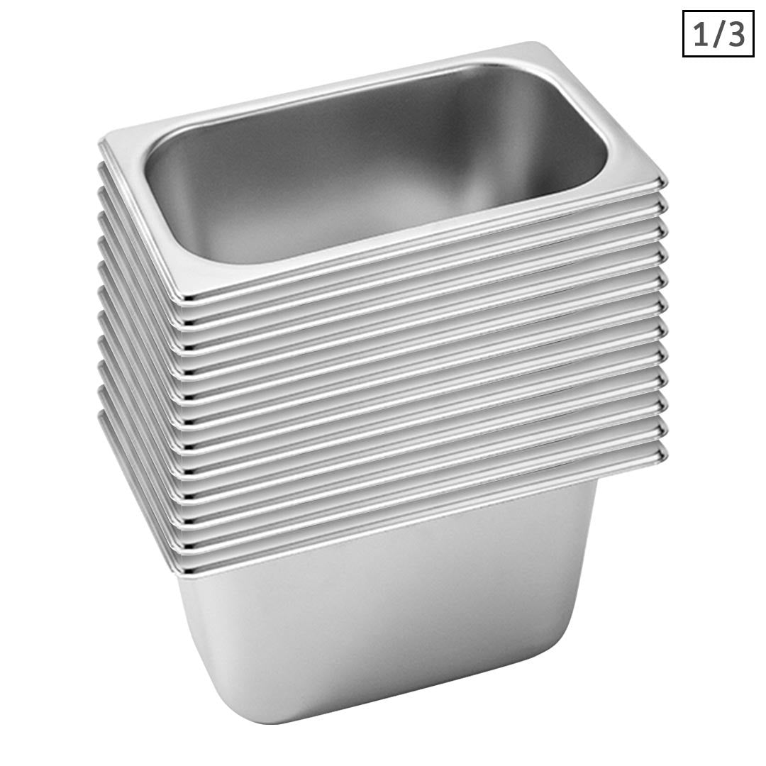 SOGA 12X Gastronorm GN Pan Full Size 1/3 GN Pan 15cm Deep Stainless Steel Tray - Hospitality Connect