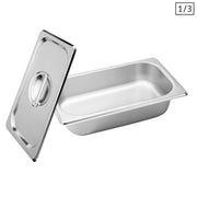 SOGA Gastronorm GN Pan Full Size 1/3 GN Pan 6.5 cm Deep Stainless Steel Tray With Lid - Hospitality Connect
