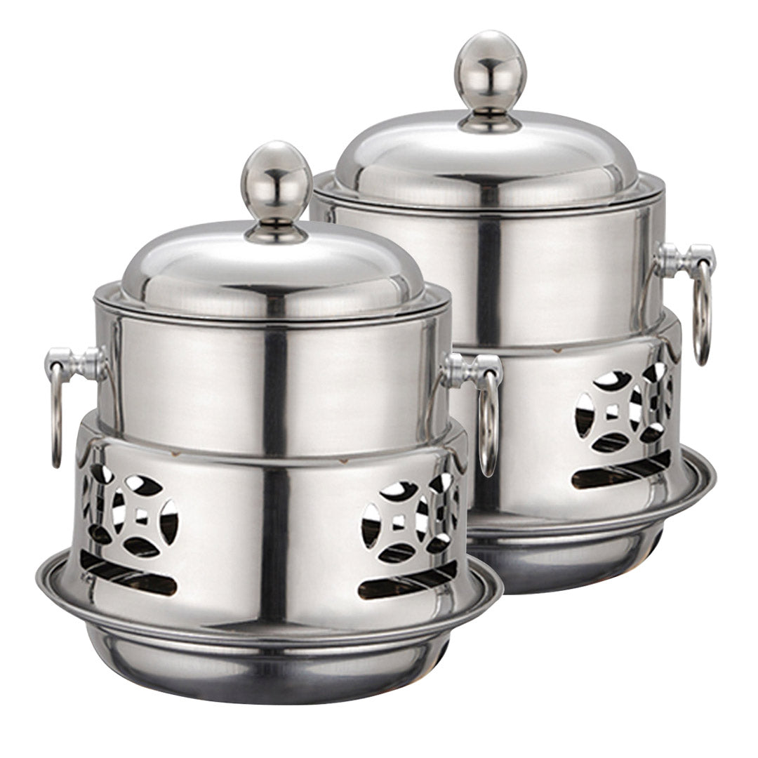 SOGA 2X Stainless Steel Mini Asian Buffet Hot Pot Single Person Shabu Alcohol Stove Burner with Lid - Hospitality Connect