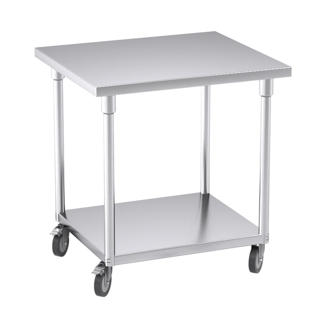SOGA 80cm Commercial Catering Kitchen Stainless Steel Prep Work Bench Table with Wheels - Hospitality Connect