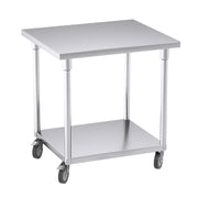 SOGA 80cm Commercial Catering Kitchen Stainless Steel Prep Work Bench Table with Wheels - Hospitality Connect