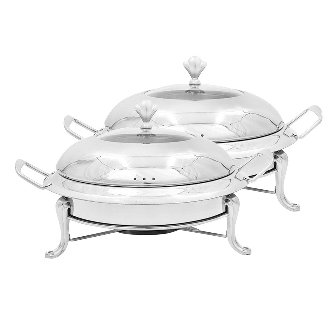 SOGA 2X Stainless Steel Round Buffet Chafing Dish Cater Food Warmer Chafer with Glass Top Lid - Hospitality Connect