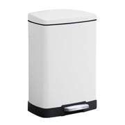 SOGA Foot Pedal Stainless Steel Rubbish Recycling Garbage Waste Trash Bin Rectangular Shape 12L White - Hospitality Connect