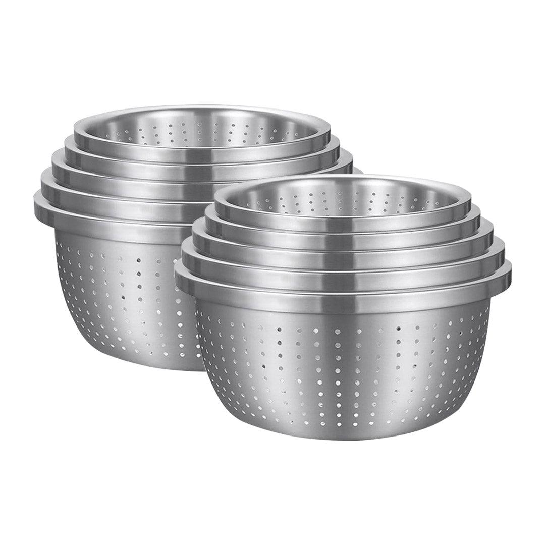 SOGA 2X Stainless Steel Nesting Basin Colander Perforated Kitchen Sink Washing Bowl Metal Basket Strainer Set of 5 - Hospitality Connect