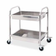 SOGA 2 Tier 75x40x83cm Stainless Steel Kitchen Trolley Bowl Collect Service Food Cart Small - Hospitality Connect