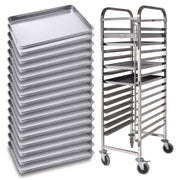 SOGA Gastronorm Trolley 16 Tier Stainless Steel with Aluminum Baking Pan Cooking Tray for Bakers - Hospitality Connect
