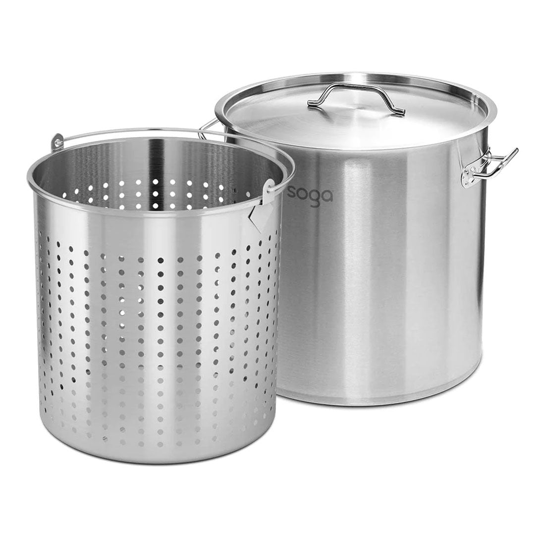 SOGA 21L 18/10 Stainless Steel Stockpot with Perforated Stock Pot Basket Pasta Strainer - Hospitality Connect