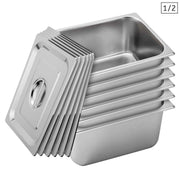 SOGA 6X Gastronorm GN Pan Full Size 1/2 GN Pan 20cm Deep Stainless Steel Tray With Lid - Hospitality Connect