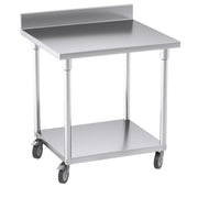 SOGA 80cm Commercial Catering Kitchen Stainless Steel Prep Work Bench Table with Backsplash and Caster Wheels - Hospitality Connect