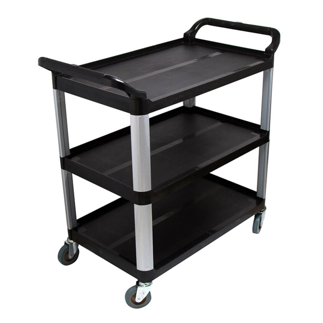 SOGA 3 Tier Food Trolley Food Waste Cart Storage Mechanic Kitchen Black Large - Hospitality Connect