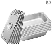 SOGA 6X Gastronorm GN Pan Full Size 1/3 GN Pan 6.5 cm Deep Stainless Steel Tray With Lid - Hospitality Connect