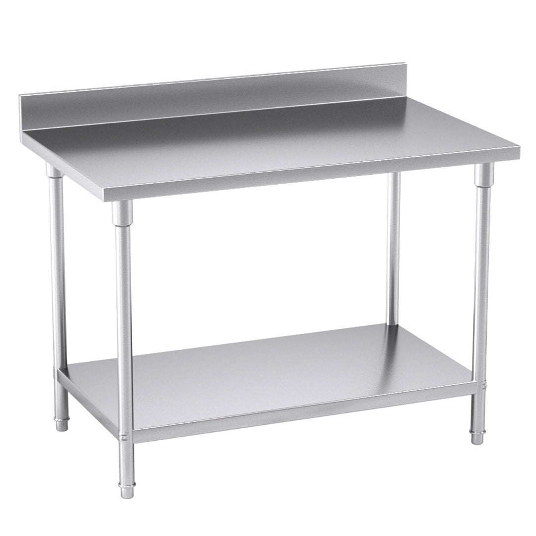 SOGA Commercial Catering Kitchen Stainless Steel Prep Work Bench Table with Back-splash 120*70*85cm - Hospitality Connect