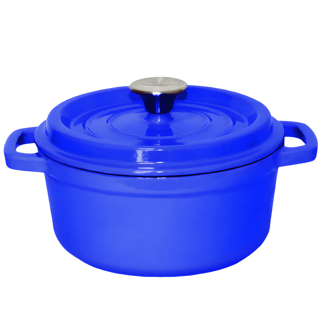 SOGA Cast Iron 24cm Enamel Porcelain Stewpot Casserole Stew Cooking Pot With Lid 3.6L Blue - Hospitality Connect