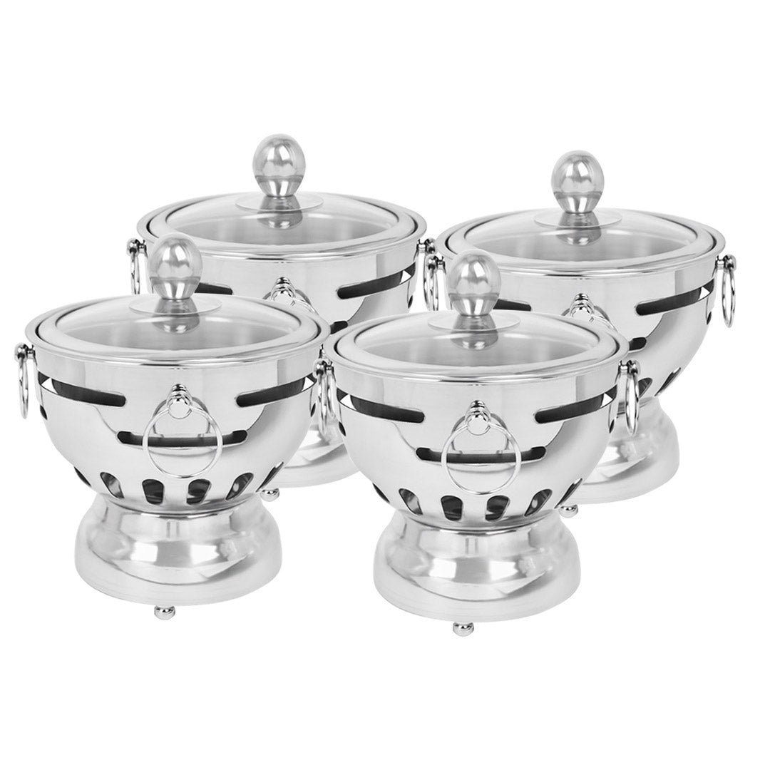 SOGA 4X Stainless Steel Mini Asian Buffet Hot Pot Single Person Shabu Alcohol Stove Burner with Glass Lid - Hospitality Connect