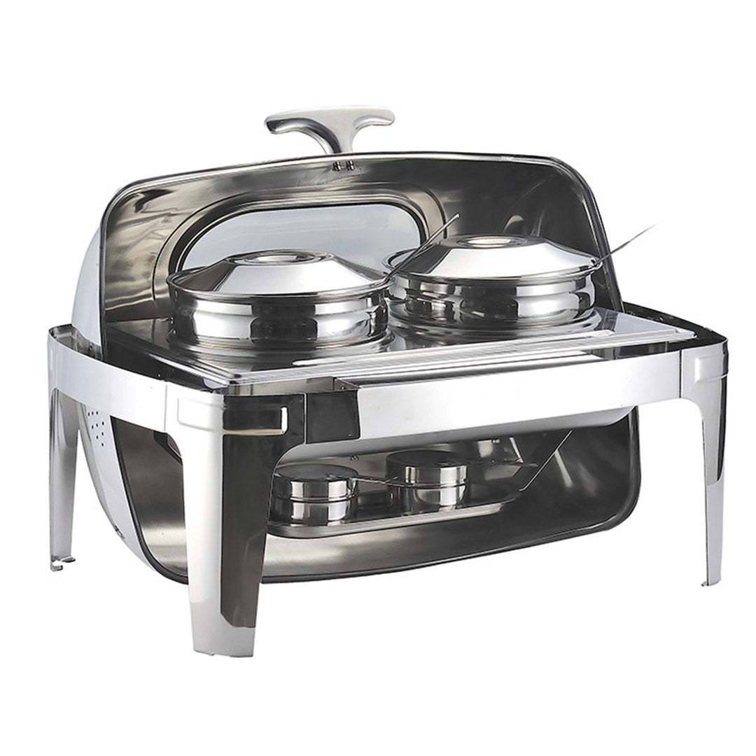 SOGA 6.5L Stainless Steel Double Soup Tureen Bowl Station Roll Top Buffet Chafing Dish Catering Chafer Food Warmer Server - Hospitality Connect