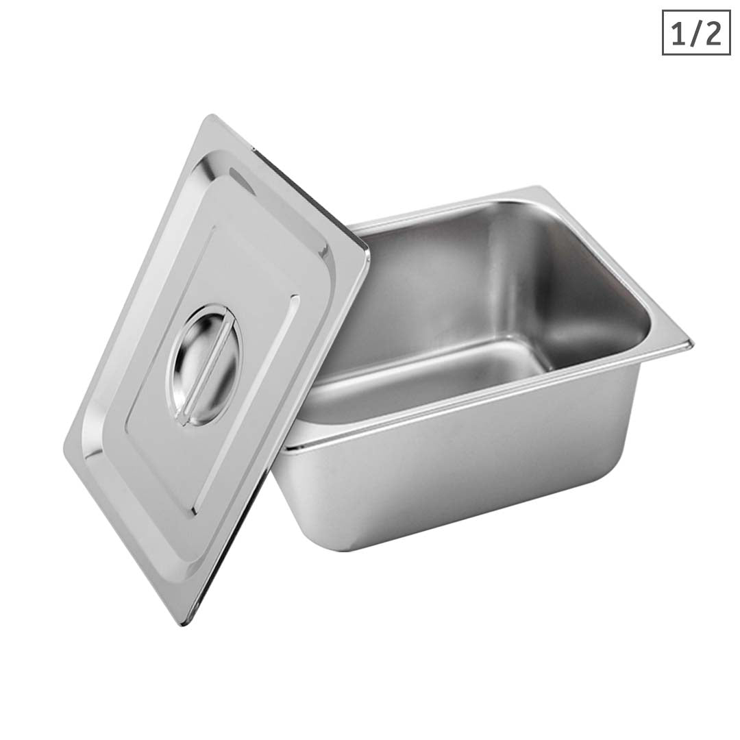 SOGA Gastronorm GN Pan Full Size 1/2 GN Pan 15cm Deep Stainless Steel With Lid - Hospitality Connect