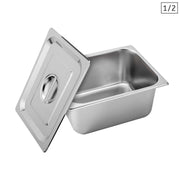 SOGA Gastronorm GN Pan Full Size 1/2 GN Pan 15cm Deep Stainless Steel With Lid - Hospitality Connect