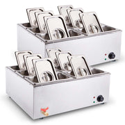 SOGA 2X Stainless Steel 6 X 1/3 GN Pan Electric Bain-Marie Food Warmer with Lid - Hospitality Connect