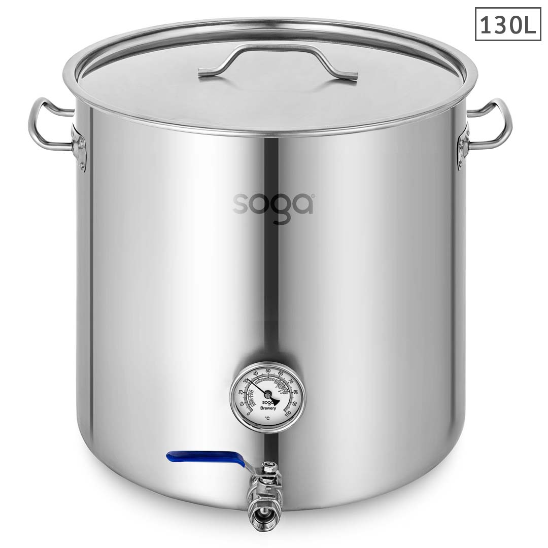 SOGA Stainless Steel Brewery Pot 130L With Beer Valve 55*55cm - Hospitality Connect