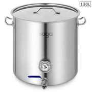 SOGA Stainless Steel Brewery Pot 130L With Beer Valve 55*55cm - Hospitality Connect