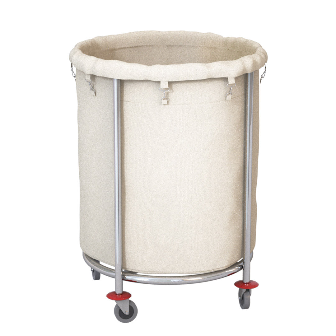 SOGA Stainless Steel Commercial Round Soiled Linen Laundry Trolley Cart with Wheels White - Hospitality Connect