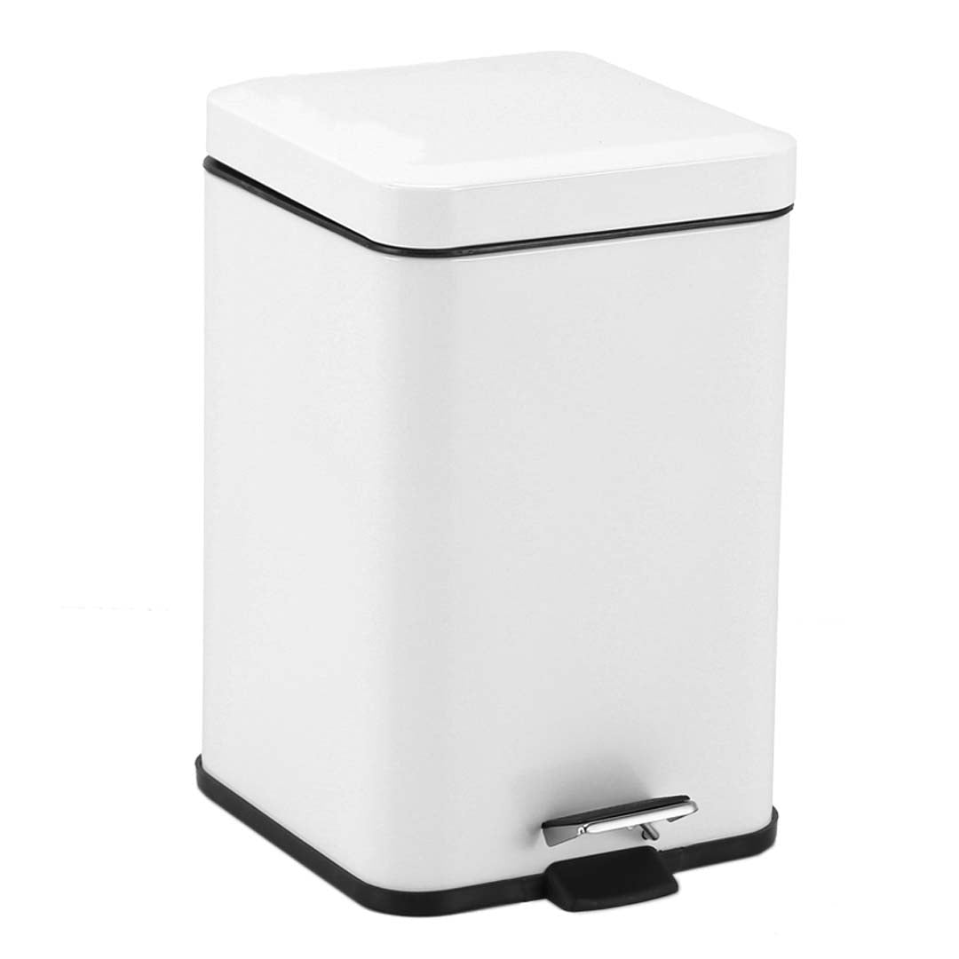 SOGA Foot Pedal Stainless Steel Rubbish Recycling Garbage Waste Trash Bin Square 12L White - Hospitality Connect