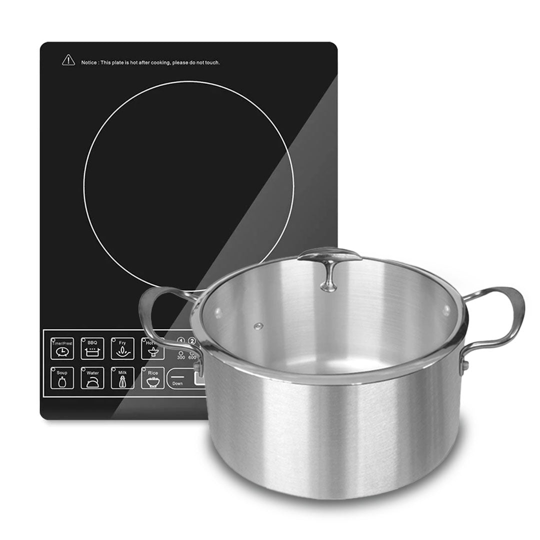SOGA Electric Smart Induction Cooktop and 28cm Stainless Steel Induction Casserole Cookware - Hospitality Connect