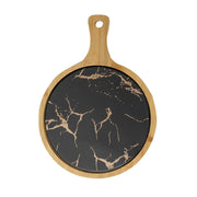 SOGA 30cm Black Circle Wooden Serving Tray Slate Steak Serving Platter Chopping Board Paddle Home Decor - Hospitality Connect
