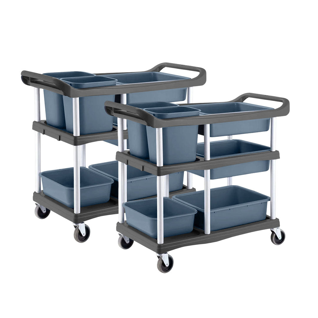 SOGA 2X 3-Tier Commercial Soiled Food Trolley Dirty Plate Cart Five Buckets Kitchen Food Utility - Hospitality Connect
