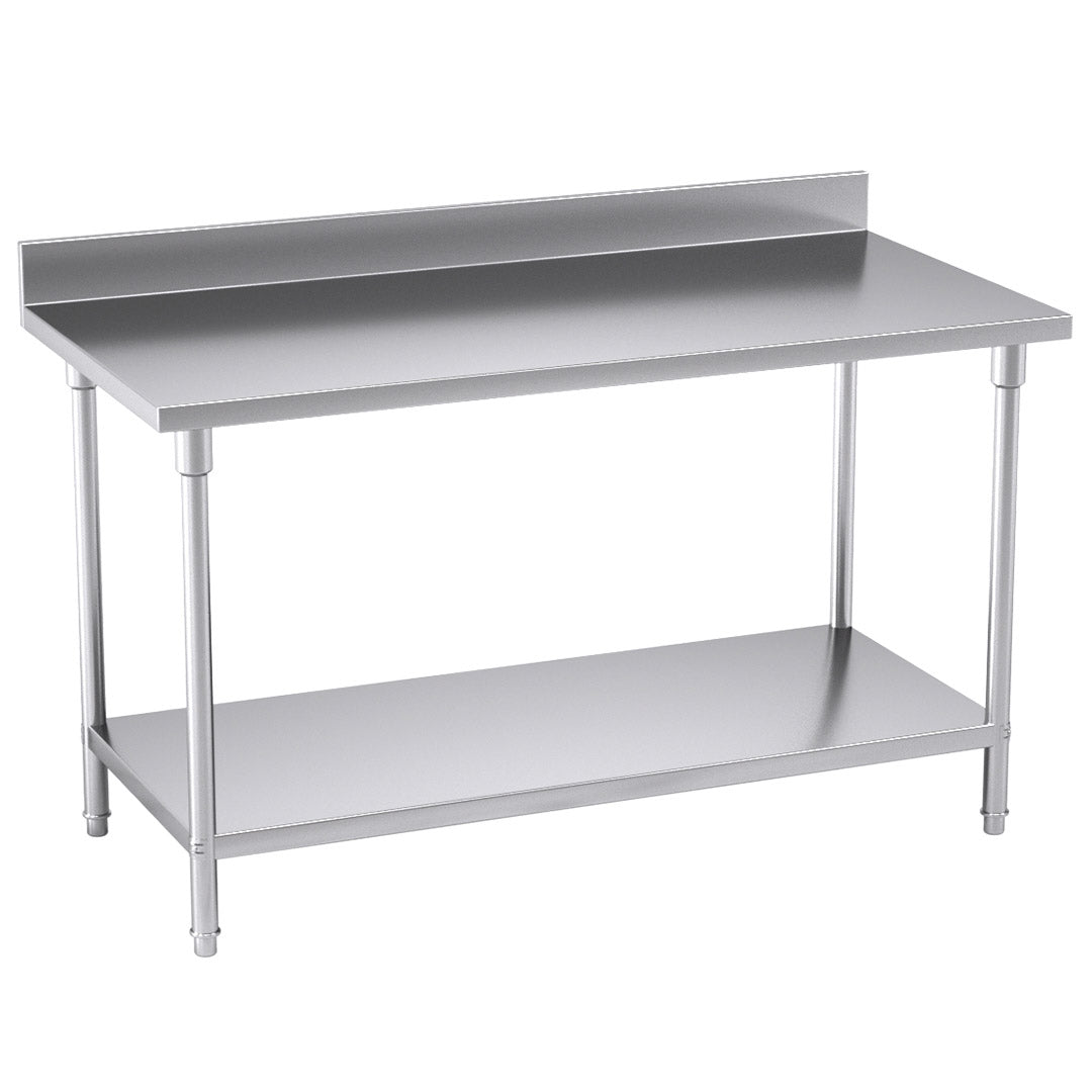 SOGA Commercial Catering Kitchen Stainless Steel Prep Work Bench Table with Back-splash 150*70*85cm - Hospitality Connect