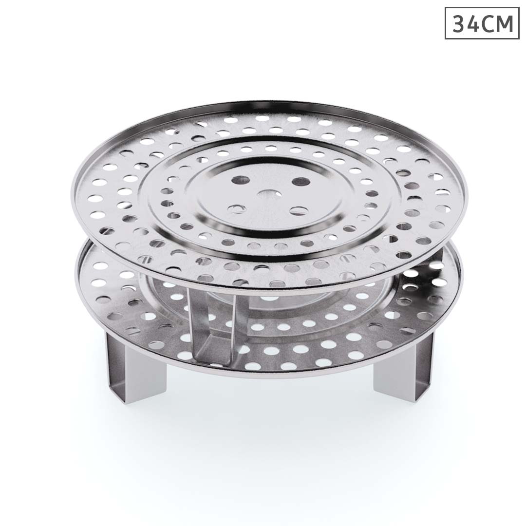 SOGA 2X 34cm Stainless Steel Steamer Insert Stock Pot Steaming Rack Stockpot Tray - Hospitality Connect