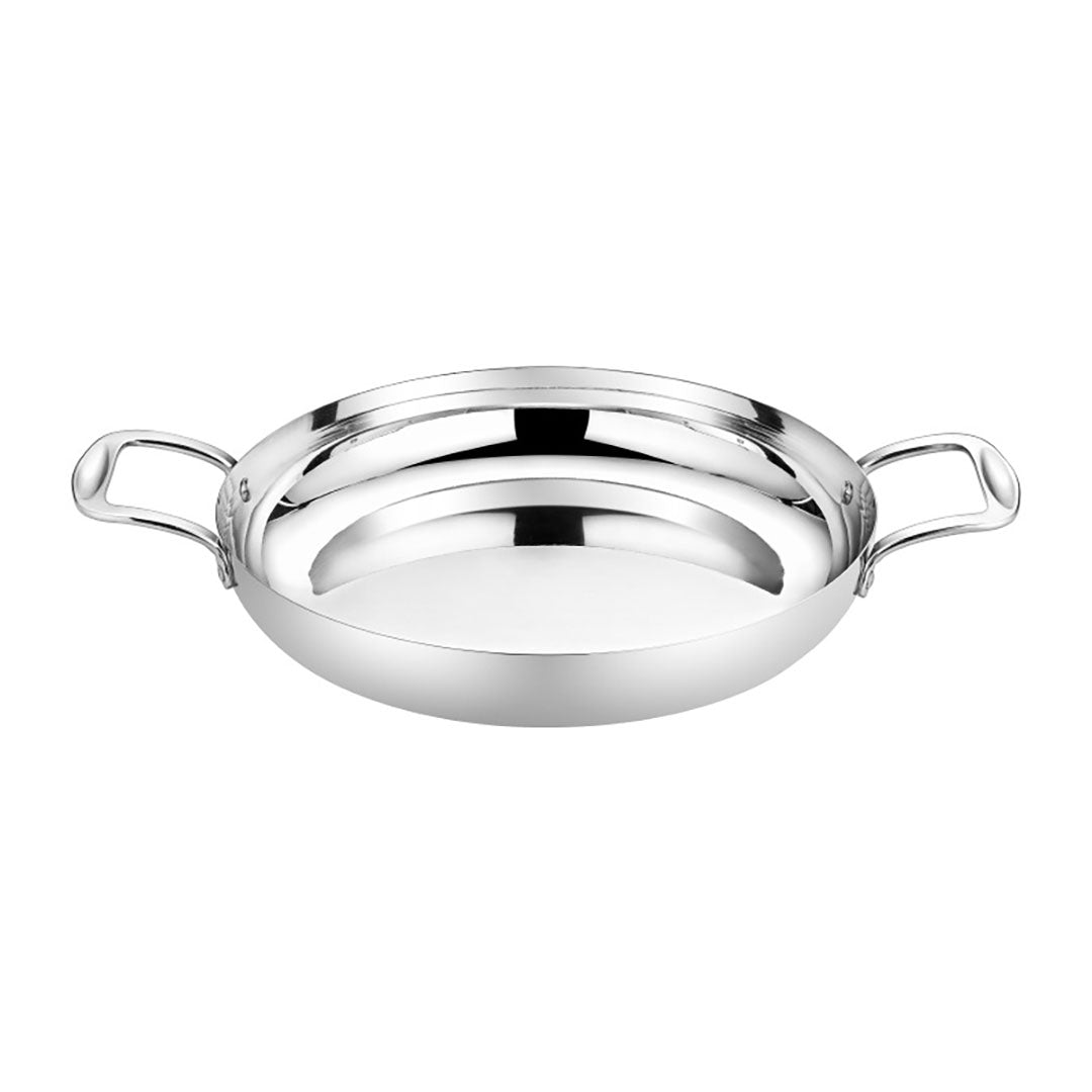 Soga 28cm Flat Base Seafood Dry Pot in Elegant Silver Finish with Durable for Kitchen Essential - Hospitality Connect