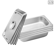 SOGA 4X Gastronorm GN Pan Full Size 1/3 GN Pan 6.5 cm Deep Stainless Steel Tray With Lid - Hospitality Connect