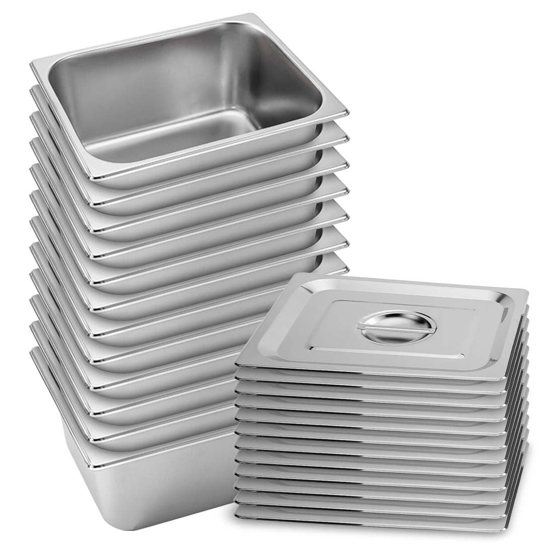 SOGA 12X Gastronorm GN Pan Full Size 1/2 GN Pan 15cm Deep Stainless Steel Tray With Lid - Hospitality Connect