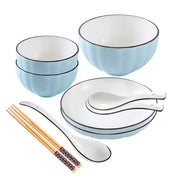 SOGA Blue Japanese Style Ceramic Dinnerware Crockery Soup Bowl Plate Server Kitchen Home Decor Set of 7 - Hospitality Connect