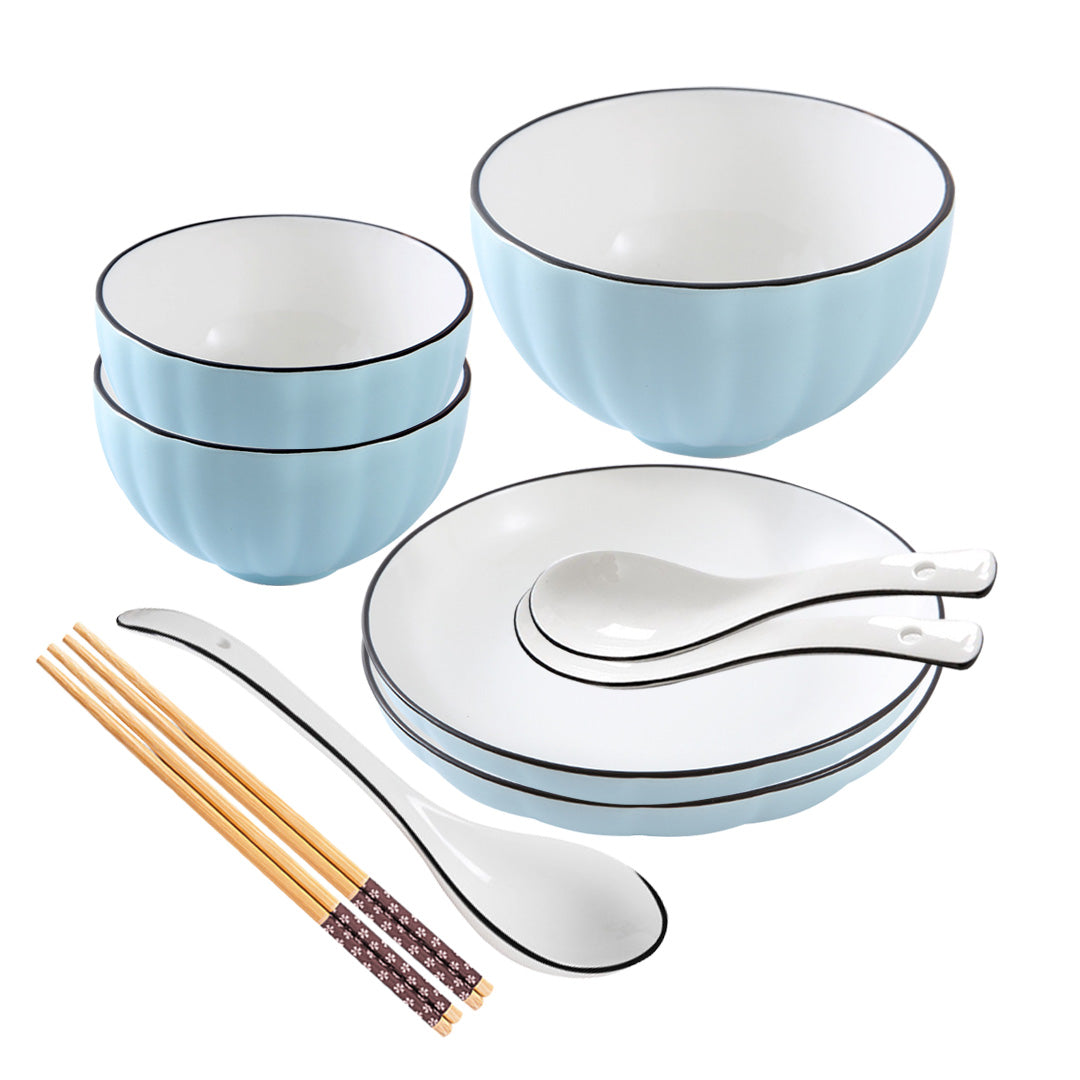 SOGA Blue Japanese Style Ceramic Dinnerware Crockery Soup Bowl Plate Server Kitchen Home Decor Set of 7 - Hospitality Connect