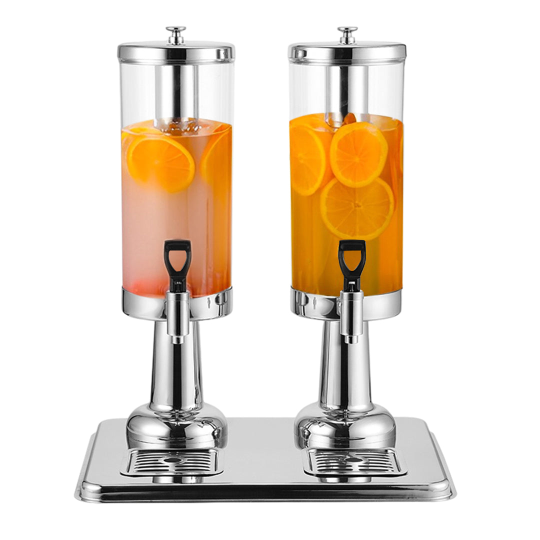 SOGA 6L Dual Silver Stainless Steel Beverage Dispenser Ice Cylinder Clear Juicer Hot Cold Water Jug - Hospitality Connect