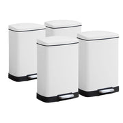 SOGA 4X Foot Pedal Stainless Steel Rubbish Recycling Garbage Waste Trash Bin Rectangular Shape 12L White - Hospitality Connect