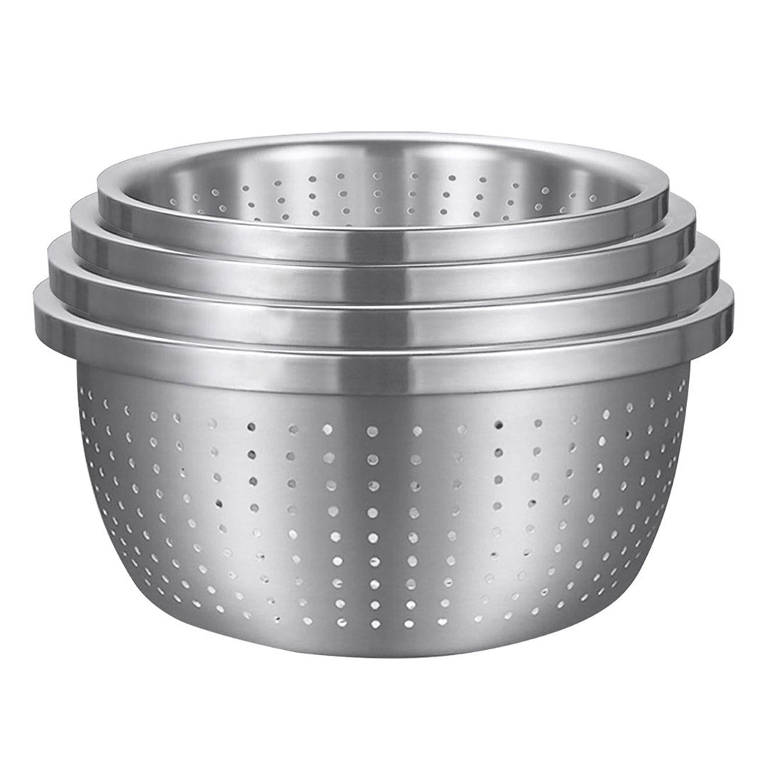 SOGA Stainless Steel Nesting Basin Colander Perforated Kitchen Sink Washing Bowl Metal Basket Strainer Set of 4 - Hospitality Connect