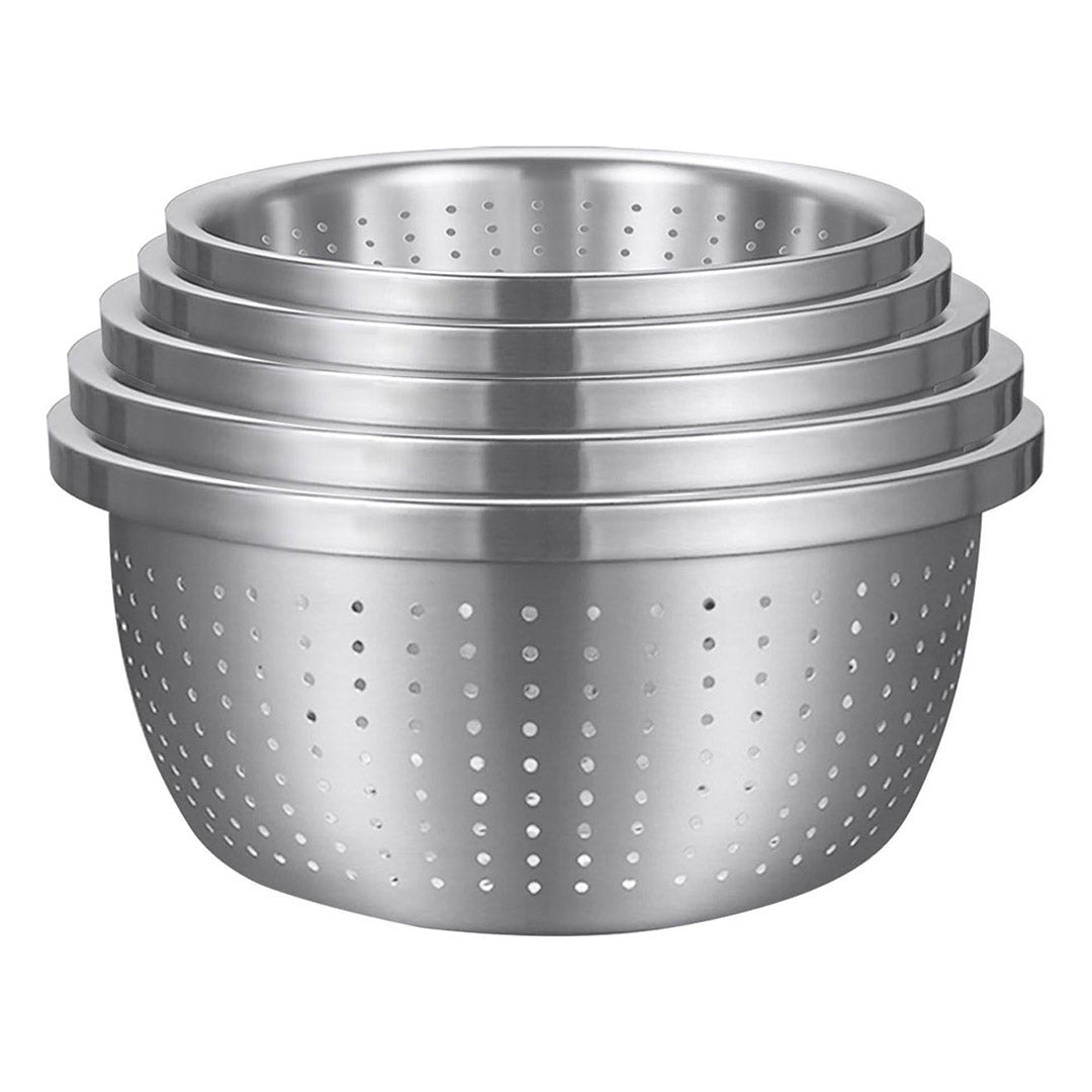 SOGA Stainless Steel Nesting Basin Colander Perforated Kitchen Sink Washing Bowl Metal Basket Strainer Set of 5 - Hospitality Connect